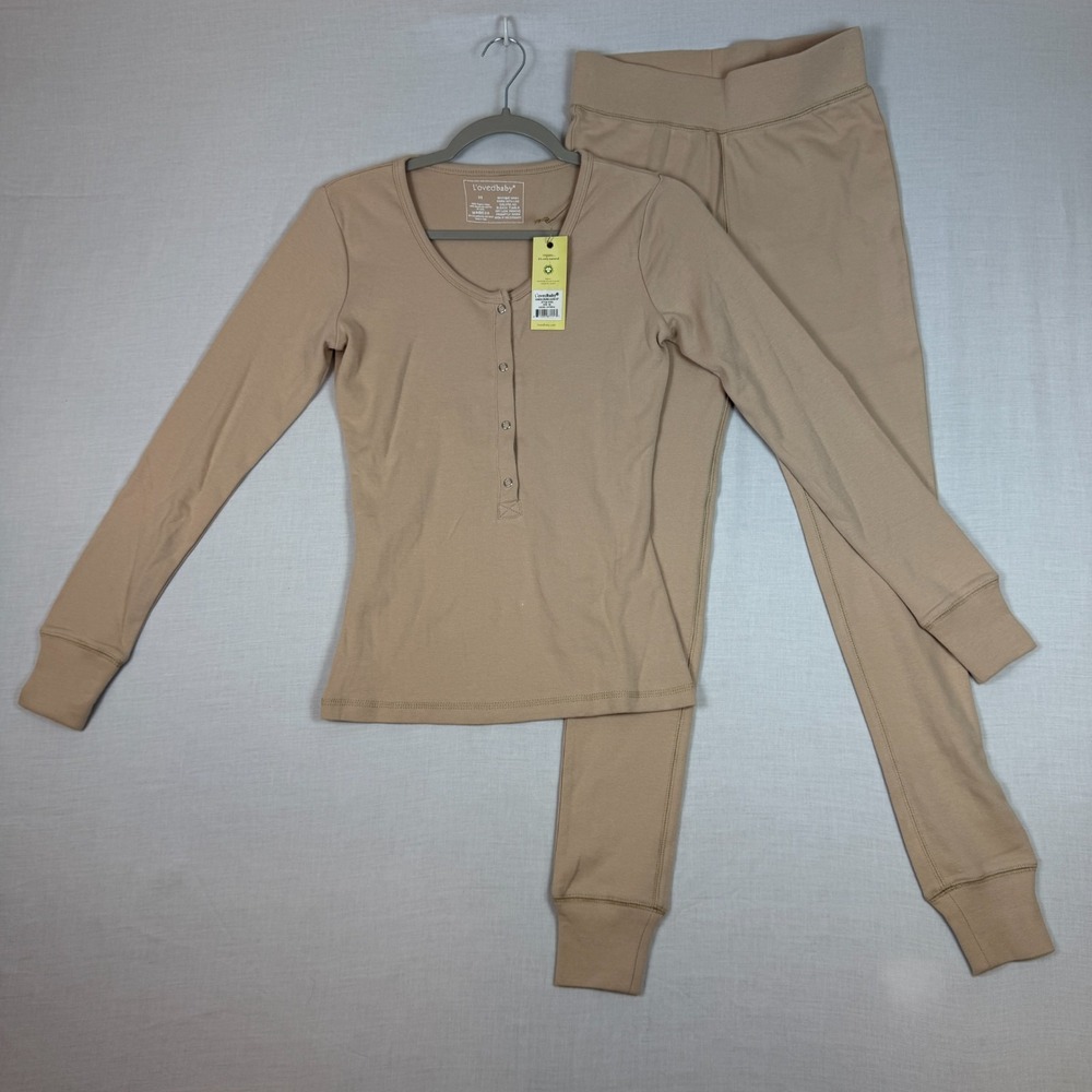 L'oved Baby Organic Cotton Lounge Set Beige Womens XS NWT